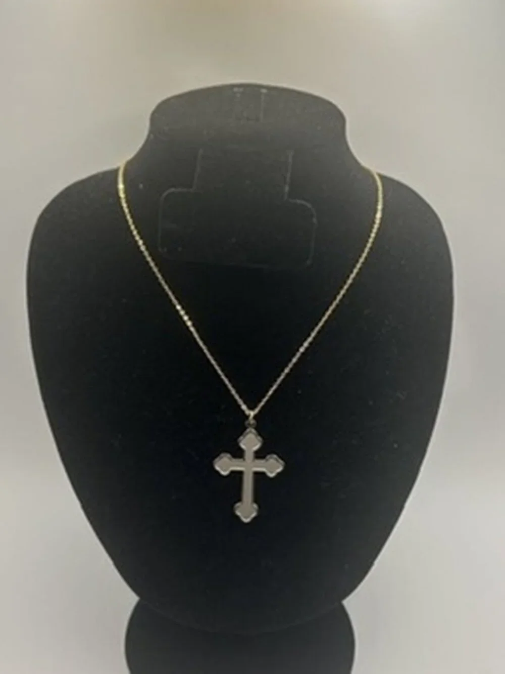 Vintage Gold Cross Pendant Necklace Real Gold Chain Plated Stainless Steel Mens